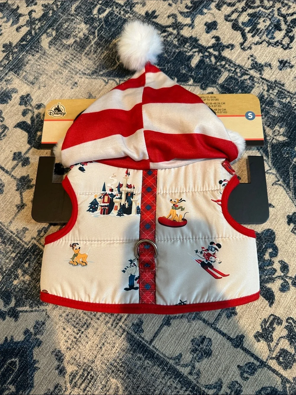 Disney Red and White Holiday Dog Harness with Character Print